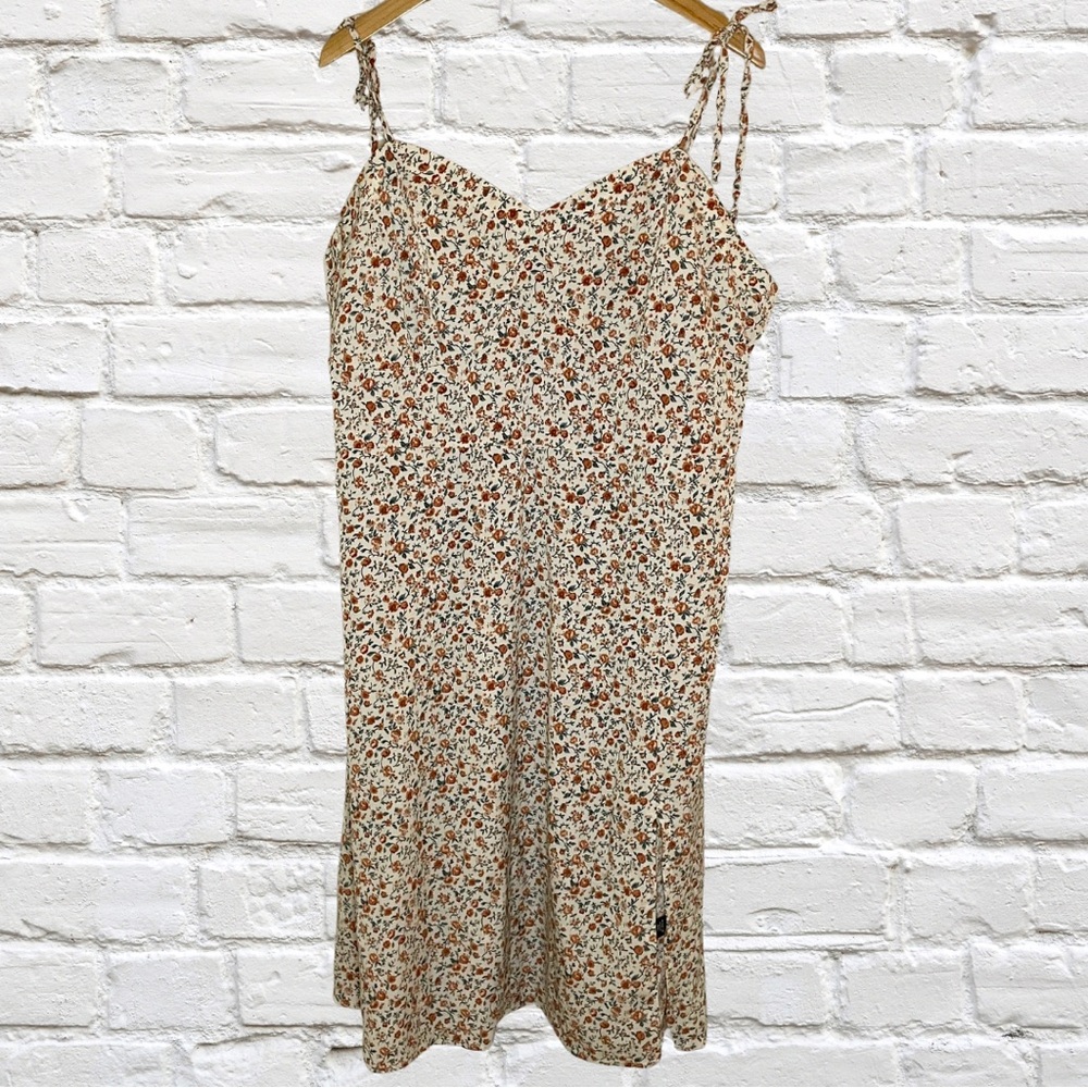 SHEIN Floral Print Dress - Cream and Brown